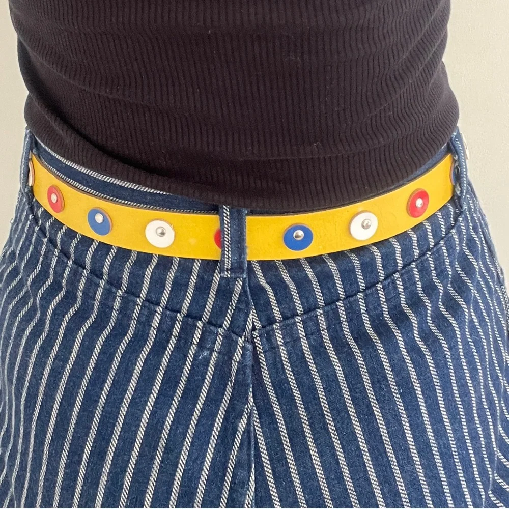 80s Yellow Leather Belt S/M